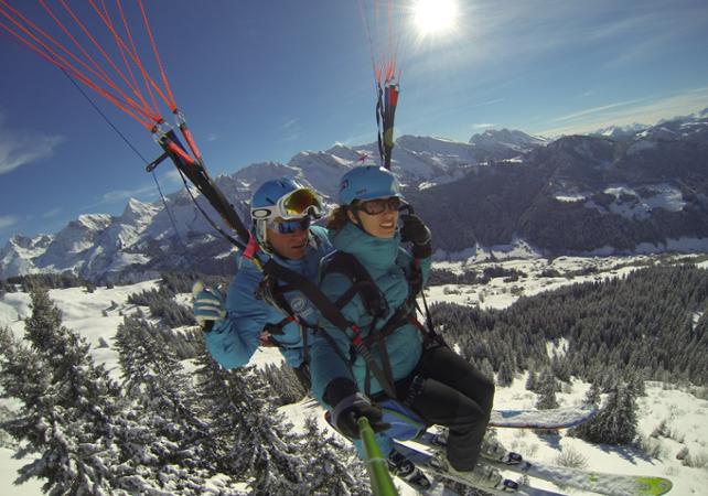 Paragliding Winter Paragliding Over The Mountains