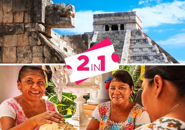 Excursion vers les sites archéologiques de Yaxunah & Chichen Itza + rencontre avec une communauté Maya - Transferts inclus