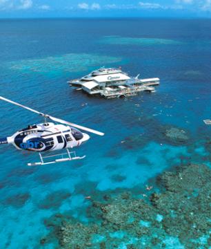 Survol en hélicoptère de la forêt tropicale et de la Grande Barrière de Corail – Au départ de Cairns