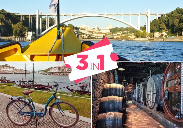 Offre 3 en 1 : location de vélo, croisière sur le Douro et dégustation de vins -  Porto