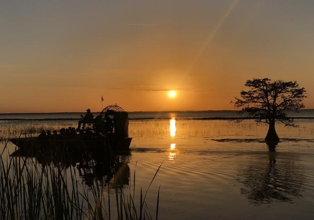 Tour en hydroglisseur au coucher de soleil dans les Everglades – Au départ de Kissimmee (30 mn d’Orlando)