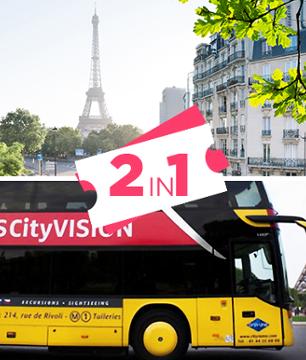 Offre 2 en 1 : Billet 2ème étage Tour Eiffel & Tour en bus de Paris