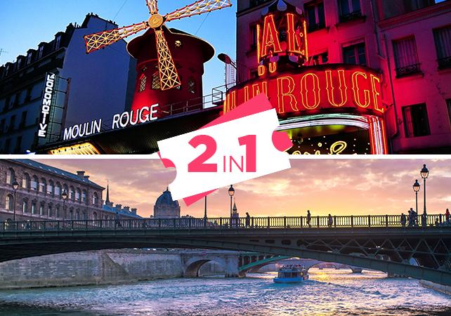 Offre 2 en 1 : Croisière seine en soirée & Spectacle Moulin Rouge