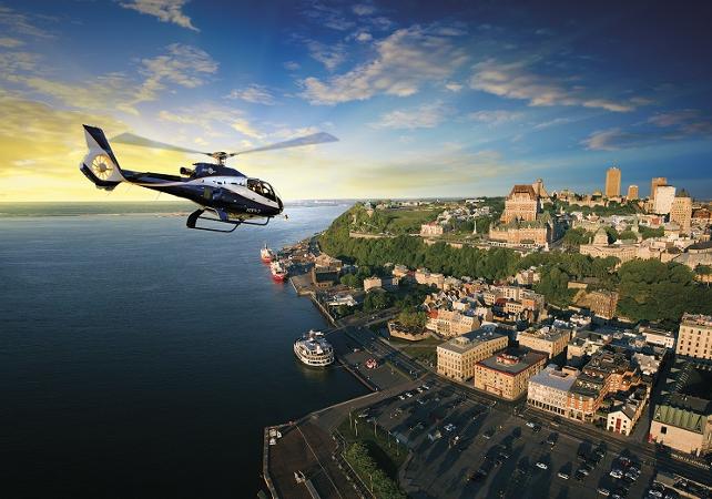 Survol en hélicoptère de Québec, du fleuve et de ses environs