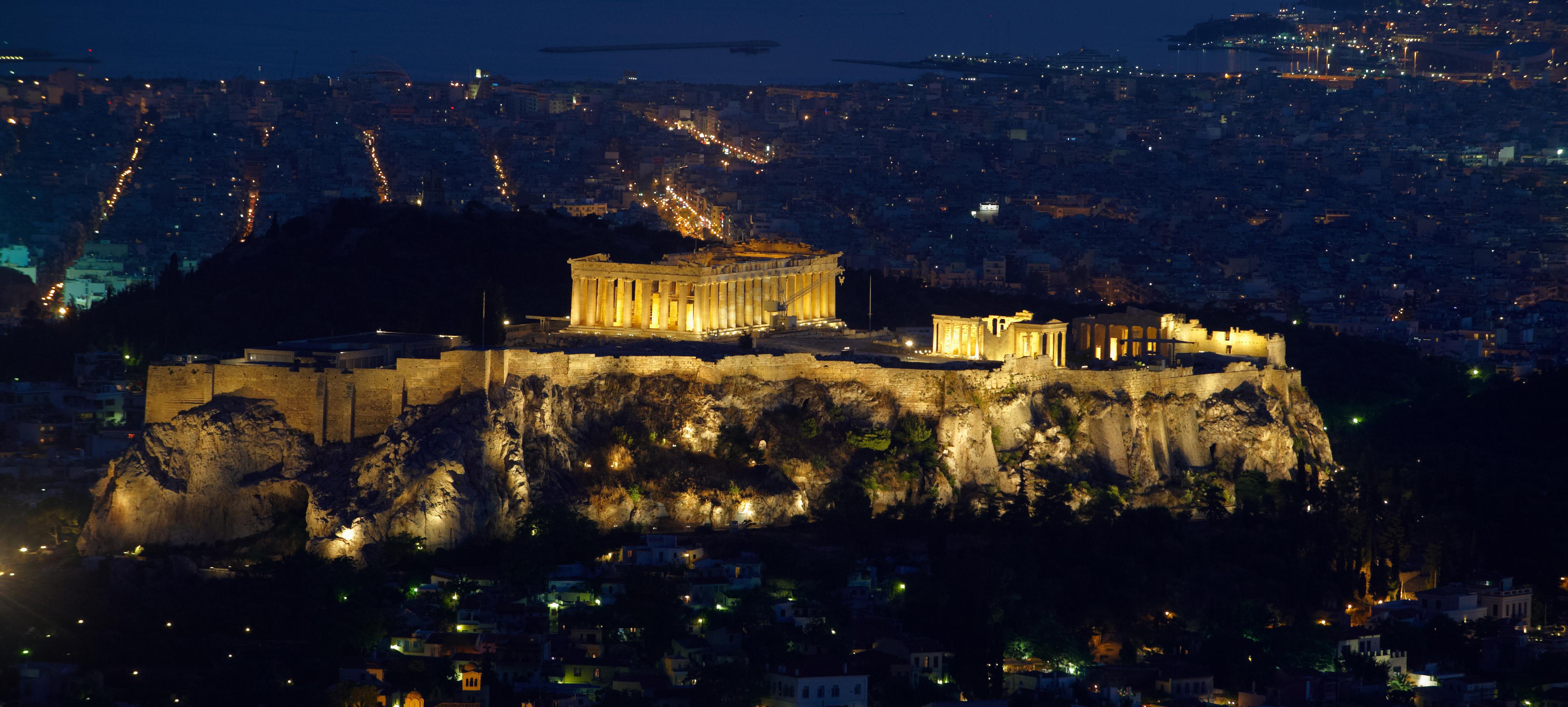 Visita nocturna de Atenas en autobús - Espectáculo y cena