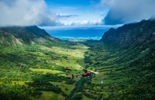Helicopter flight: Honolulu, south coast, east coast, Sacred Falls and North Shore (1 hour) - Oahu