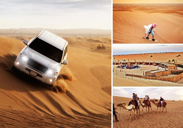 Safari por el desierto de Dubái: excursión en 4x4, cena con barbacoa y actividades al atardecer