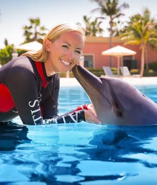 Mit Delfinen schwimmen in Dubai + Tickets für den Wasserpark „Aquaventure“