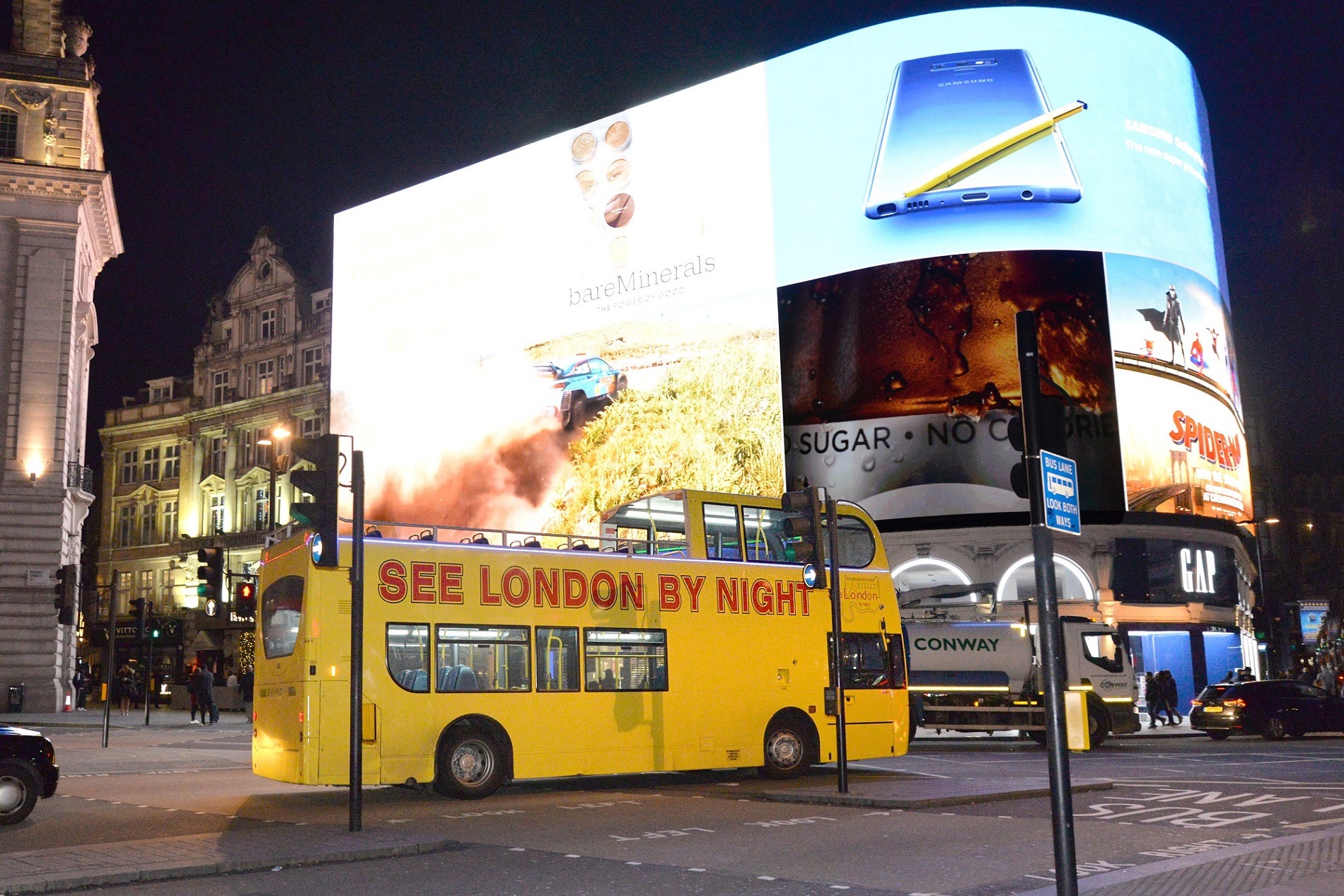london bus tour at night