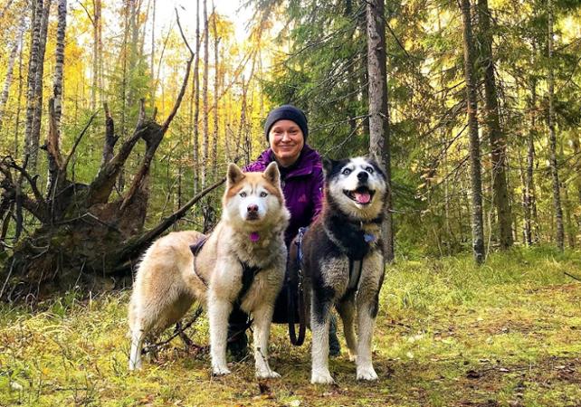 Journée en pleine nature: randonnée avec des huskies et bania russe - Au départ de Saint-Pétersbourg - En français