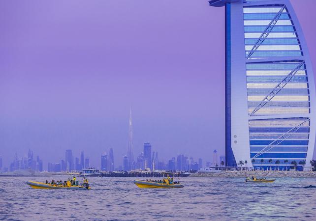Yellow Zodiac Boat Cruise in Dubai – Marina, Palm Jumeirah and Burj Al Arab route (1 hr. 39 mins)